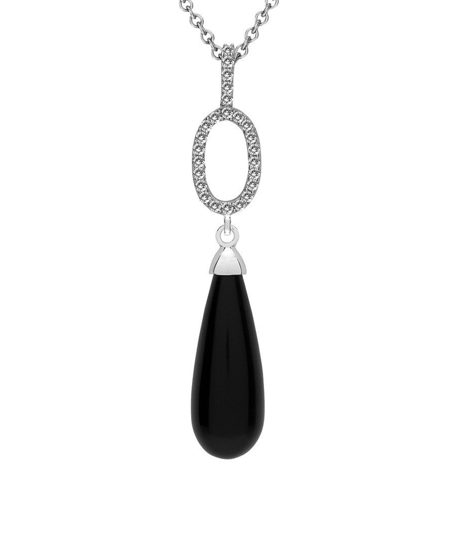 Sterling silver and onyx drop pendant Sale - Ponte Povello