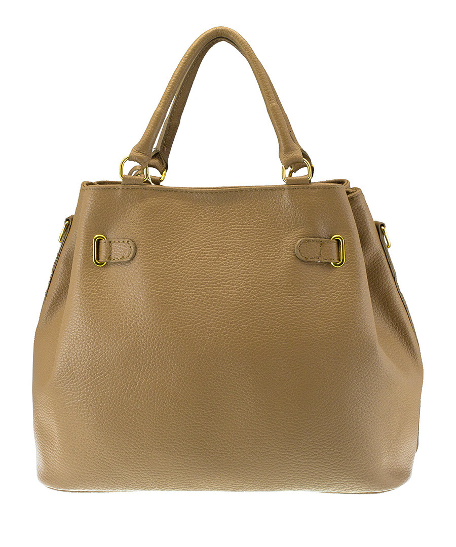 MASSIMO CASTELLI Taupe & goldtone leather grab bag, Designer Bags Sale