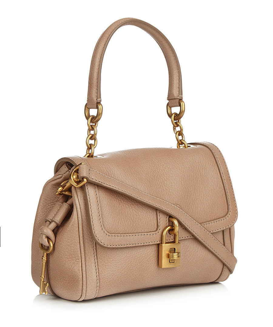 Dolce & Gabbana Nude leather lock front shoulder bag ...